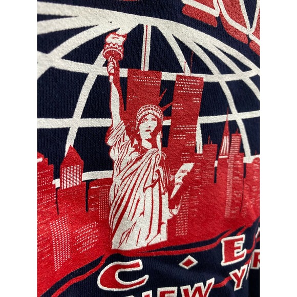 Laborers Union NY Twin Towers  Sweatshirt XL Vintage Blue Red 2000 -Back Hit- - Picture 6 of 13